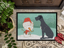 Load image into Gallery viewer, Black Great Dane and Snowman Christmas Doormat - 18x27 Decorative Floor Mat – Indoor/Outdoor Rug with Artistic Flair CK2039MAT