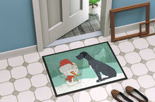 Load image into Gallery viewer, Black Great Dane and Snowman Christmas Doormat - 18x27 Decorative Floor Mat – Indoor/Outdoor Rug with Artistic Flair CK2039MAT