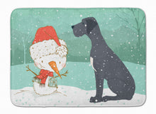 Load image into Gallery viewer, Black Great Dane and Snowman Christmas Machine Washable Memory Foam Mat CK2039RUG