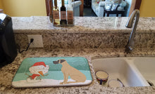 Load image into Gallery viewer, Fawn Natural Great Dane Snowman Christmas Dish Drying Mat – Absorbent, Artistic Kitchen Essentials CK2040DDM