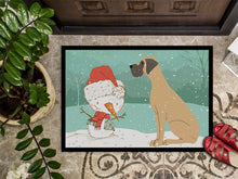 Load image into Gallery viewer, Fawn Natural Great Dane Snowman Christmas Doormat - 24x36 Decorative Floor Mat – Indoor/Outdoor Rug with Artistic Flair CK2040JMAT