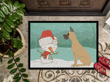 Load image into Gallery viewer, Cropped Fawn Great Dane Snowman Christmas Doormat - 24x36 Decorative Floor Mat – Indoor/Outdoor Rug with Artistic Flair CK2041JMAT