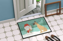 Load image into Gallery viewer, Cropped Fawn Great Dane Snowman Christmas Doormat - 24x36 Decorative Floor Mat – Indoor/Outdoor Rug with Artistic Flair CK2041JMAT