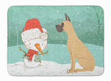 Load image into Gallery viewer, Cropped Fawn Great Dane Snowman Christmas Machine Washable Memory Foam Mat CK2041RUG