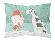 Load image into Gallery viewer, Harlequin Great Dane Snowman Christmas  Standard Pillowcase – Artistic Decorative Front, White Back CK2042PILLOWCASE