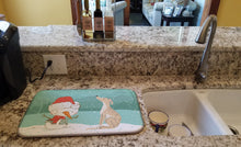 Load image into Gallery viewer, Brindle Greyhound Snowman Christmas Dish Drying Mat – Absorbent, Artistic Kitchen Essentials CK2043DDM
