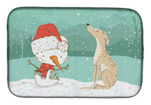 Load image into Gallery viewer, Brindle Greyhound Snowman Christmas Dish Drying Mat – Absorbent, Artistic Kitchen Essentials CK2043DDM