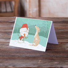 Load image into Gallery viewer, Brindle Greyhound Snowman Christmas Greeting Cards -  Blank Note Cards – 8-Pack of Artist-Designed Cards with Envelopes