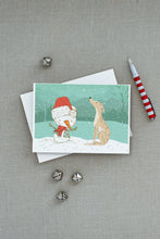 Load image into Gallery viewer, Brindle Greyhound Snowman Christmas Greeting Cards -  Blank Note Cards – 8-Pack of Artist-Designed Cards with Envelopes