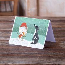 Load image into Gallery viewer, Black Greyhound Snowman Christmas Greeting Cards -  Blank Note Cards – 8-Pack of Artist-Designed Cards with Envelopes