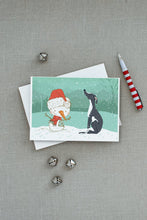 Load image into Gallery viewer, Black Greyhound Snowman Christmas Greeting Cards -  Blank Note Cards – 8-Pack of Artist-Designed Cards with Envelopes