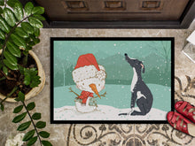 Load image into Gallery viewer, Black Greyhound Snowman Christmas Doormat - 18x27 Decorative Floor Mat – Indoor/Outdoor Rug with Artistic Flair CK2044MAT