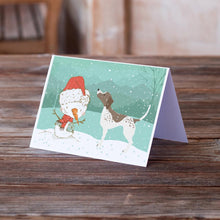 Load image into Gallery viewer, German Shorthair Snowman Christmas Greeting Cards -  Blank Note Cards – 8-Pack of Artist-Designed Cards with Envelopes