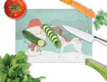 Load image into Gallery viewer, German Shorthair Snowman Christmas Glass Cutting Boards – Durable, Decorative Kitchen Art Large CK2045LCB