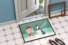 Load image into Gallery viewer, Siberian Husky Snowman Christmas Doormat - 24x36 Decorative Floor Mat – Indoor/Outdoor Rug with Artistic Flair CK2046JMAT
