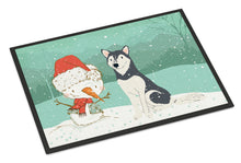 Load image into Gallery viewer, Siberian Husky Snowman Christmas Doormat - 24x36 Decorative Floor Mat – Indoor/Outdoor Rug with Artistic Flair CK2046JMAT