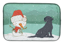 Load image into Gallery viewer, Black Labrador Snowman Christmas Dish Drying Mat – Absorbent, Artistic Kitchen Essentials CK2047DDM