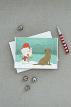 Load image into Gallery viewer, Chocolate Labrador Snowman Christmas Greeting Cards -  Blank Note Cards – 8-Pack of Artist-Designed Cards with Envelopes