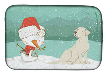 Load image into Gallery viewer, Yellow Labrador Snowman Christmas Dish Drying Mat – Absorbent, Artistic Kitchen Essentials CK2049DDM