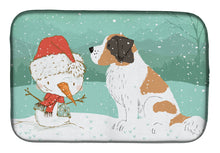 Load image into Gallery viewer, Saint Bernard Snowman Christmas Dish Drying Mat – Absorbent, Artistic Kitchen Essentials CK2050DDM