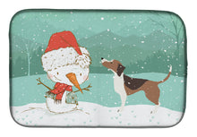 Load image into Gallery viewer, Beagle Snowman Christmas Dish Drying Mat – Absorbent, Artistic Kitchen Essentials CK2052DDM