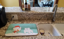 Load image into Gallery viewer, White English Bulldog Snowman Christmas Dish Drying Mat – Absorbent, Artistic Kitchen Essentials CK2054DDM
