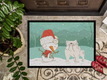 Load image into Gallery viewer, White English Bulldog Snowman Christmas Doormat - 24x36 Decorative Floor Mat – Indoor/Outdoor Rug with Artistic Flair CK2054JMAT