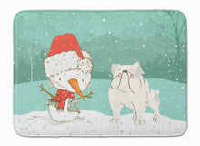 Load image into Gallery viewer, White English Bulldog Snowman Christmas Machine Washable Memory Foam Mat CK2054RUG