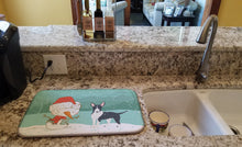 Load image into Gallery viewer, Black Bull Terrier Snowman Christmas Dish Drying Mat – Absorbent, Artistic Kitchen Essentials CK2055DDM
