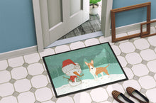 Load image into Gallery viewer, Fawn Bull Terrier Snowman Christmas Doormat - 24x36 Decorative Floor Mat – Indoor/Outdoor Rug with Artistic Flair CK2056JMAT