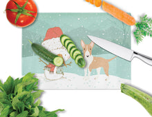 Load image into Gallery viewer, Fawn Bull Terrier Snowman Christmas Glass Cutting Boards – Durable, Decorative Kitchen Art Large CK2056LCB
