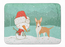 Load image into Gallery viewer, Fawn Bull Terrier Snowman Christmas Machine Washable Memory Foam Mat CK2056RUG
