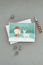 Load image into Gallery viewer, White Bull Terrier Snowman Christmas Greeting Cards -  Blank Note Cards – 8-Pack of Artist-Designed Cards with Envelopes