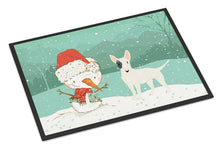 Load image into Gallery viewer, White Spot Bull Terrier Snowman Christmas Doormat - 18x27 Decorative Floor Mat – Indoor/Outdoor Rug with Artistic Flair CK2059MAT