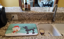 Load image into Gallery viewer, Black Poodle Snowman Christmas Dish Drying Mat – Absorbent, Artistic Kitchen Essentials CK2064DDM