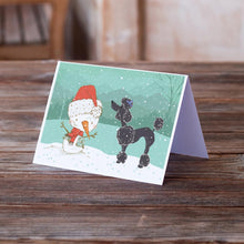 Load image into Gallery viewer, Black Poodle Snowman Christmas Greeting Cards -  Blank Note Cards – 8-Pack of Artist-Designed Cards with Envelopes