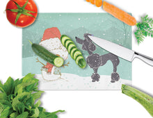 Load image into Gallery viewer, Black Poodle Snowman Christmas Glass Cutting Boards – Durable, Decorative Kitchen Art Large CK2064LCB