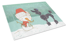 Load image into Gallery viewer, Black Poodle Snowman Christmas Glass Cutting Boards – Durable, Decorative Kitchen Art Large CK2064LCB