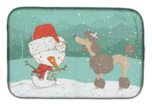 Load image into Gallery viewer, Chocolate Poodle Snowman Christmas Dish Drying Mat – Absorbent, Artistic Kitchen Essentials CK2065DDM