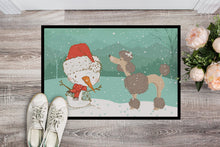 Load image into Gallery viewer, Chocolate Poodle Snowman Christmas Doormat - 24x36 Decorative Floor Mat – Indoor/Outdoor Rug with Artistic Flair CK2065JMAT