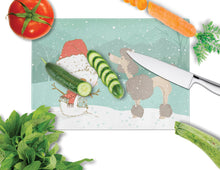 Load image into Gallery viewer, Chocolate Poodle Snowman Christmas Glass Cutting Boards – Durable, Decorative Kitchen Art Large CK2065LCB