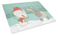 Load image into Gallery viewer, Chocolate Poodle Snowman Christmas Glass Cutting Boards – Durable, Decorative Kitchen Art Large CK2065LCB