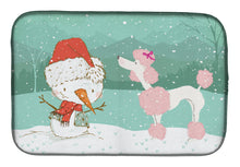 Load image into Gallery viewer, Pink Poodle Snowman Christmas Dish Drying Mat – Absorbent, Artistic Kitchen Essentials CK2066DDM