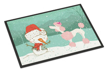 Load image into Gallery viewer, Pink Poodle Snowman Christmas Doormat - 24x36 Decorative Floor Mat – Indoor/Outdoor Rug with Artistic Flair CK2066JMAT