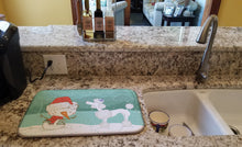 Load image into Gallery viewer, White Poodle Snowman Christmas Dish Drying Mat – Absorbent, Artistic Kitchen Essentials CK2067DDM