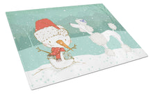 Load image into Gallery viewer, White Poodle Snowman Christmas Glass Cutting Boards – Durable, Decorative Kitchen Art Large CK2067LCB