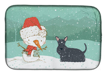 Load image into Gallery viewer, Scottish Terrier Snowman Christmas Dish Drying Mat – Absorbent, Artistic Kitchen Essentials CK2068DDM