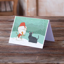 Load image into Gallery viewer, Scottish Terrier Snowman Christmas Greeting Cards -  Blank Note Cards – 8-Pack of Artist-Designed Cards with Envelopes