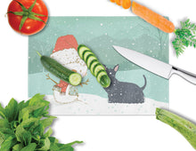 Load image into Gallery viewer, Scottish Terrier Snowman Christmas Glass Cutting Boards – Durable, Decorative Kitchen Art Large CK2068LCB