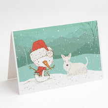 Load image into Gallery viewer, Wheaten Scottish Terrier Snowman Christmas Greeting Cards -  Blank Note Cards – 8-Pack of Artist-Designed Cards with Envelopes
